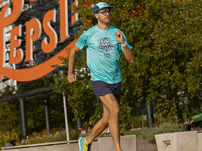 New York designer Zach McCurdy on a training run